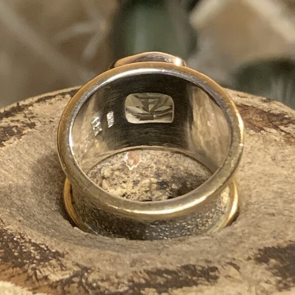 YS Sterling Silver & Brass with Prasiolite(Light Green) Ring Size 7 India - Picture 6 of 10